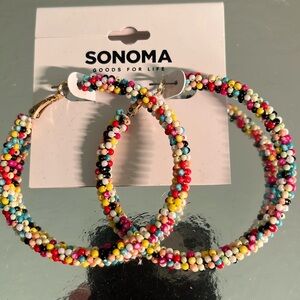 SONOMA MULTI COLOR BEADED HOOP EARRINGS NEW ON CARD